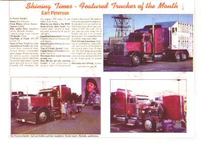 Earl Peterson named feature trucker of the month in Road Kind