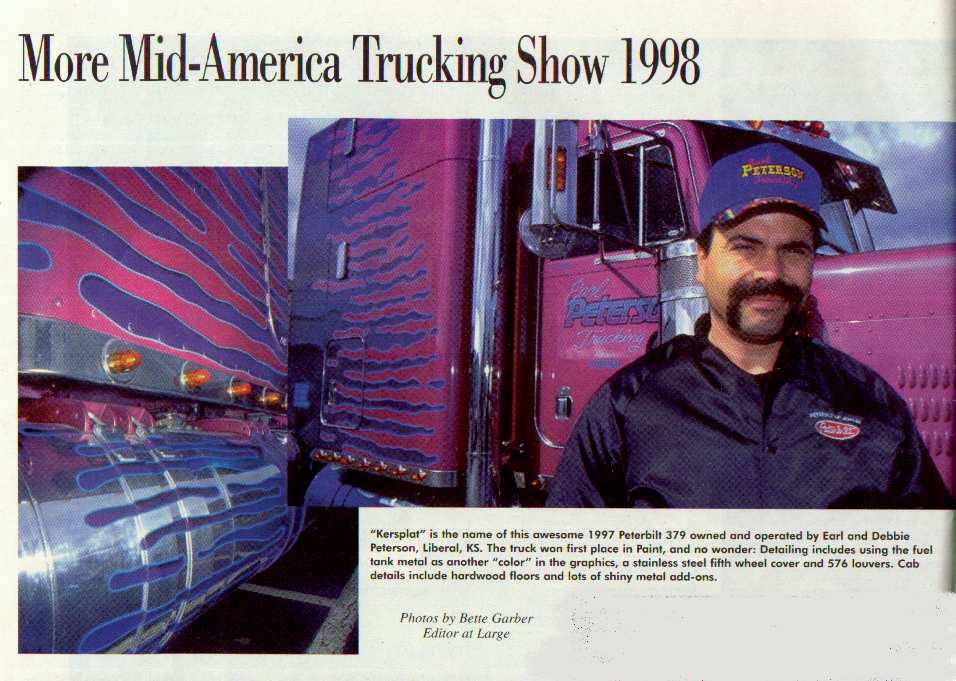 Earl Peterson and showtruck, Kersplat, appear in May 1998 issue of Truckers News!